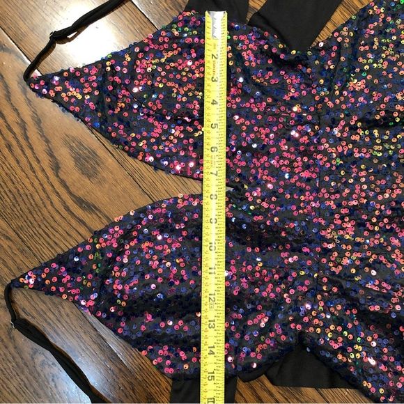 LUCY IN THE SKY Los Angeles Rainbow Black Sequin Mini Dress Sz Small - Picture 6 of 16